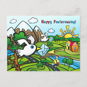 Postcard "Happy Postcrossing!" - Pigeon post