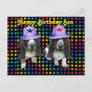 Postcard Happy Son Birthday Basset