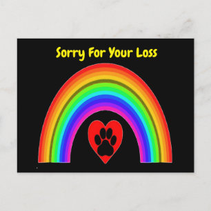 Postcard Heart W/Paw Rainbow Sorry For Your Loss