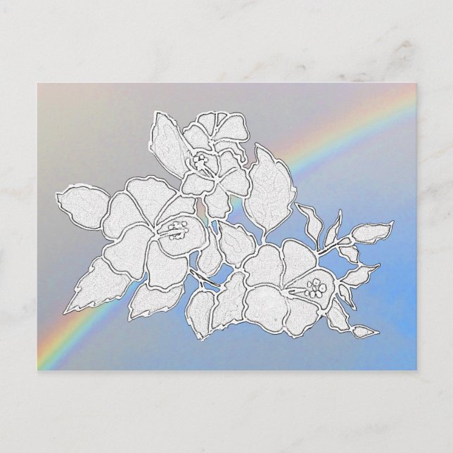 Postcard - Hibiscus Flowers to Colour (Front)