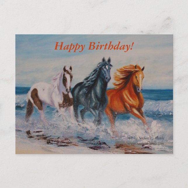 Postcard, Horses in the Surf Postcard (Front)