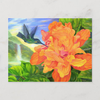 Postcard Hummingbird Hibiscus With Face Painting