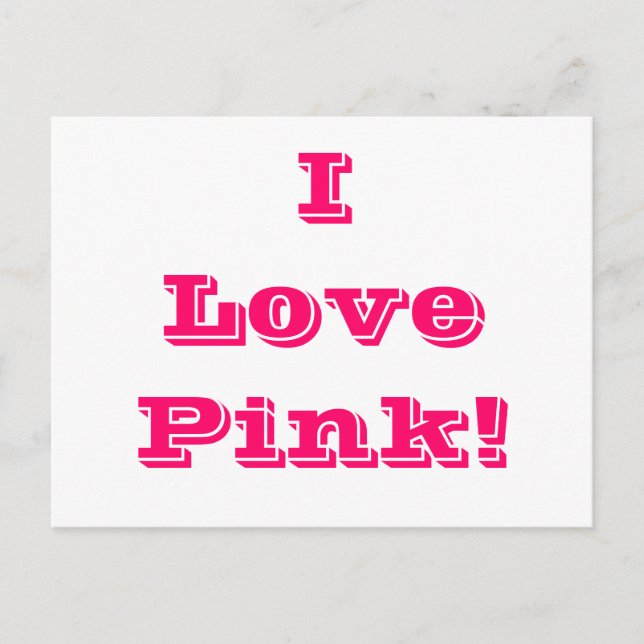Postcard I Love Pink (Front)