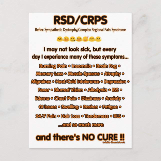 POSTCARD...I May Not Look Sick...RSD/CRPS Postcard (Front)