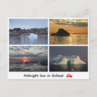 Postcard Ilulissat midnight sun
