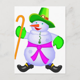 Postcard-Irish Snowman Christmas Holiday Postcard