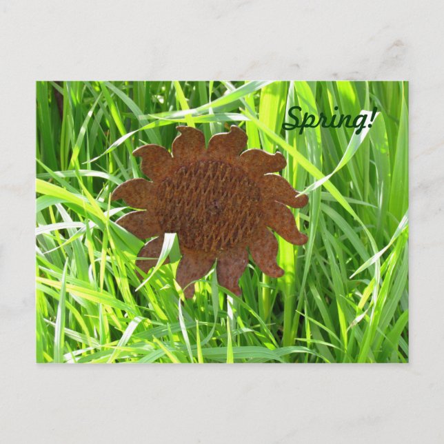Postcard - Iron Sunflower in grass (Front)