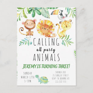 Postcard Jungle Party Kids Invitation