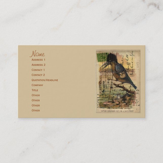 Postcard Kingfisher Business Card (Front)