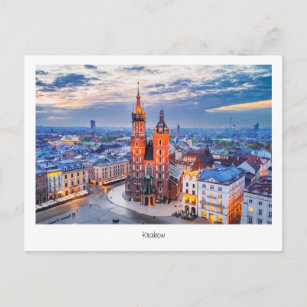 Postcard Krakow night in Poland