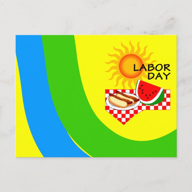 Postcard Labour Day Festive Picnic Invitations PC (Front)