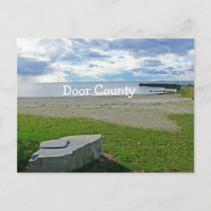 POSTCARD,LAKE/BILLOWY CLOUDS/ROCK/PIER/DOOR COUNT POSTCARD