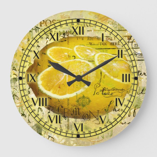 Postcard Lemons Large Clock (Front)