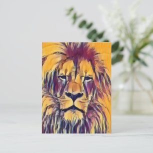 Postcard Lion Vibrant Art