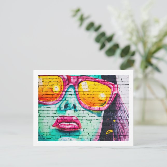 Postcard - Lipstick Urban Street Art (Standing Front)