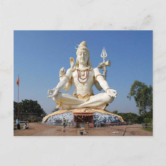 Postcard Lord Shiva Statue at Bijapur, India (Front)