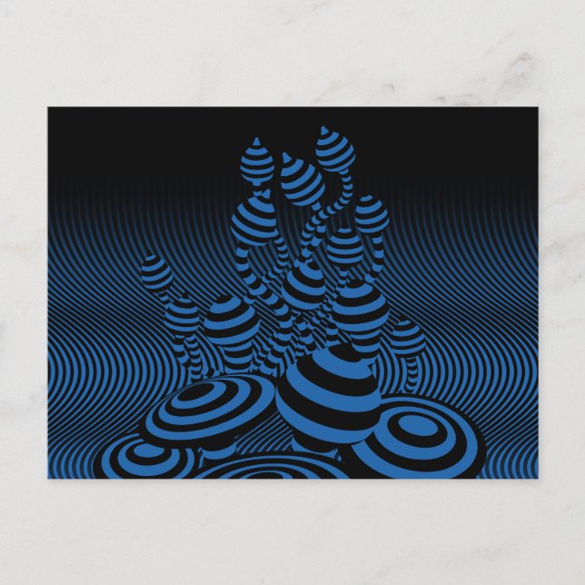 Postcard Magic Mushrooms optical geometric design. (Front)