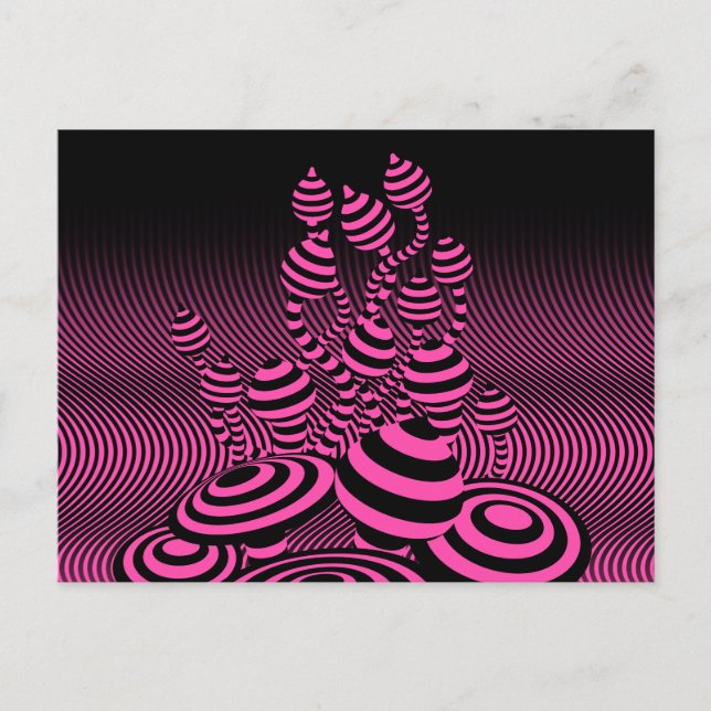 Postcard Magic Mushrooms optical geometric design. (Front)