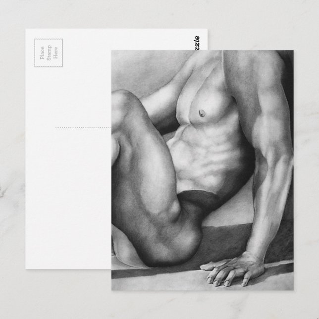 Postcard Masculine Art Male-nude Bodybuilder Model (Front/Back)