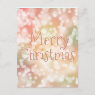 Postcard Merry Christmas pink bokeh sparkle lights
