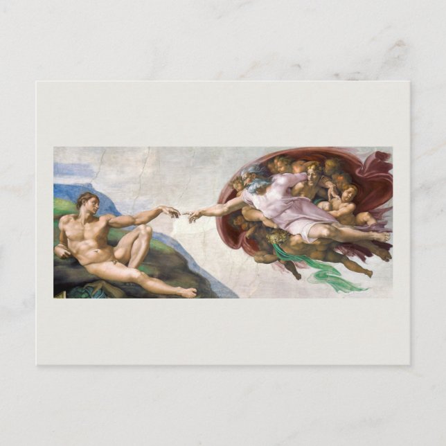 POSTCARD : MICHELANGELO :THE CREATION OF ADAM (Front)