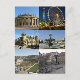 Postcard Monuments Of Stuttgart, Germany