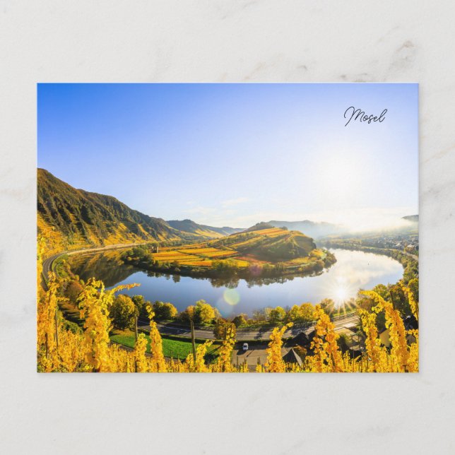 Postcard Mosel near Bremm in sunrise (Front)