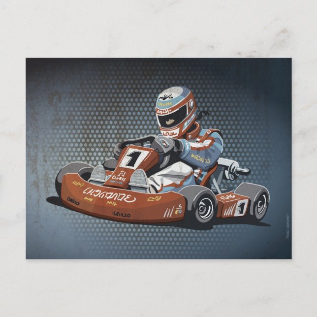 Postcard Motor Racing Go-Kart Driver (Front)