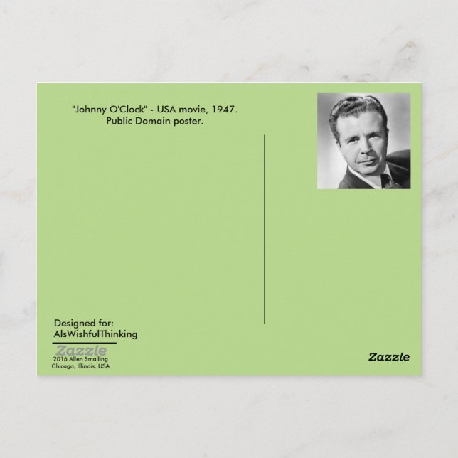 Postcard - Movie poster "Johnny O'Clock," 1947 (Back)