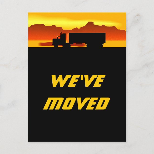 Postcard Moving Truck at Sunset Moved New Address (Front)