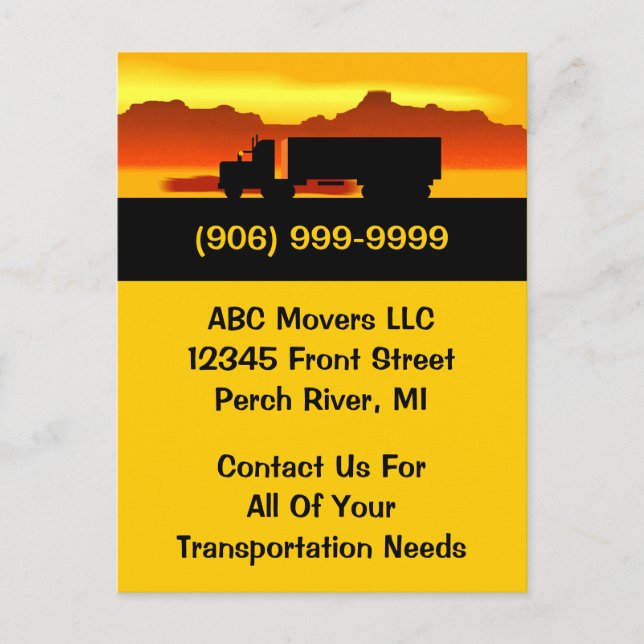 Postcard Moving Truck Movers Transport Business PC (Front)