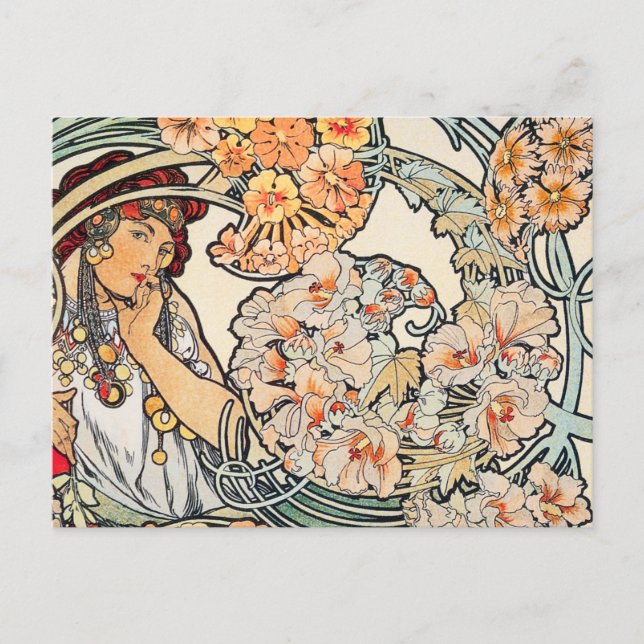 Postcard: Mucha - Language of Flowers Postcard (Front)