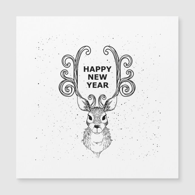 Postcard New Year Deer Christmas Holiday (Front)