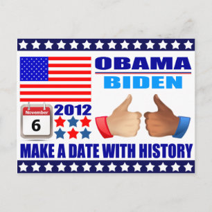 Postcard: Obama/Biden - Flag - Date W/History Postcard