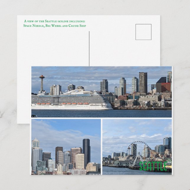 Postcard of a collage of Seattle's Skyline (Front/Back)