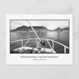 Postcard of boat entering Table Bay