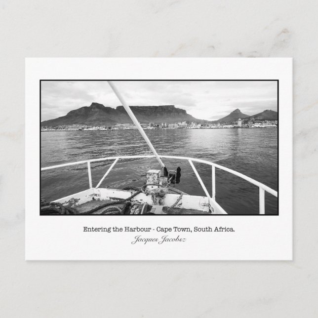Postcard of boat entering Table Bay (Front)