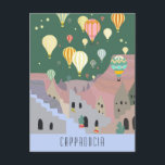 Postcard Of Cappadocia | Kapadokya Balloon Dream<br><div class="desc">Fantasy abstract painting artwork of magical colourful hot air balloon show in Cappadocia in Turkey, featured on a postcard from Goreme, Cappadocia. Whimsical colourful contemporary hot air balloons painting, featuring Kapadokya, Cappadocia balloons. Dreamy and magical gold balloon travel Cappadocia art gifts and home decor. Daydreaming of Cappadocia Night. Cappadocia night...</div>
