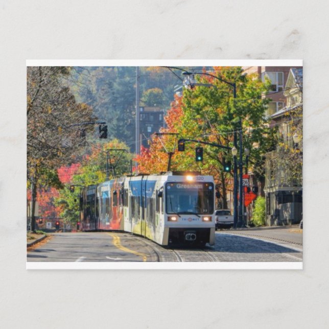 Postcard of Portland, Oregon light rail train (Front)