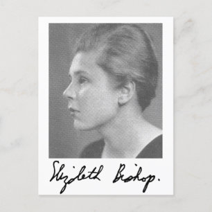 Postcard of young Elizabeth Bishop and signature