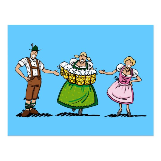 Postcard Oktoberfest Welcome Waitress Beer Stein