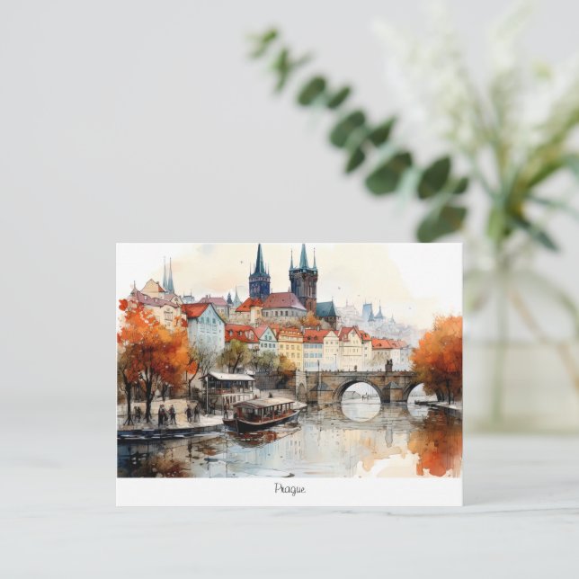 Postcard painted Czech Republic (Standing Front)