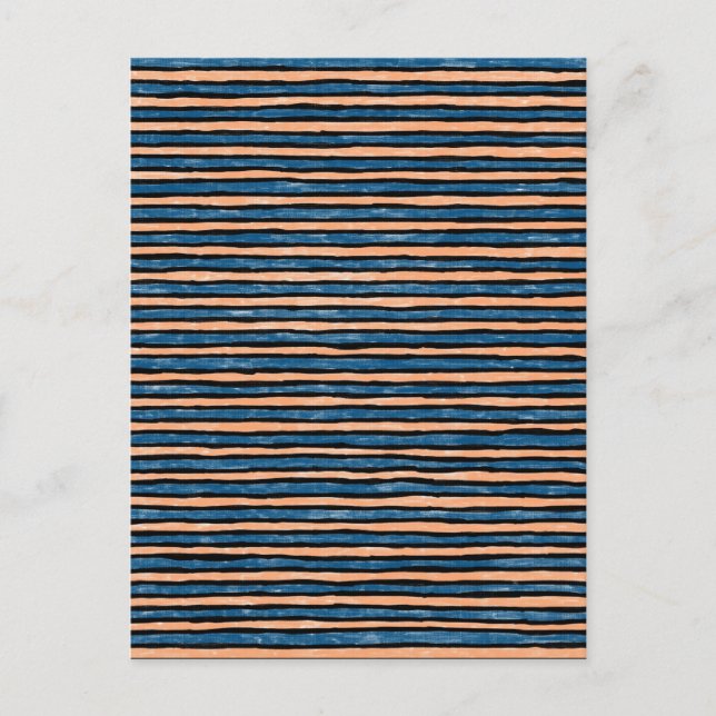 Postcard, Painted Stripes, Blue and Orange Postcard (Front)