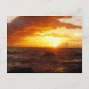 Postcard ~ Painting of Gorgeous Sunset over Ocean