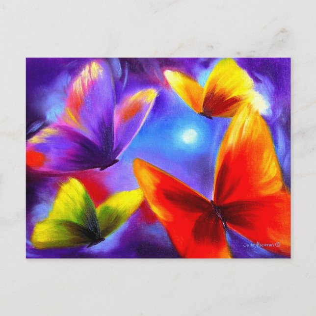 Postcard Parade Of Colourful Butterflies Painting (Front)