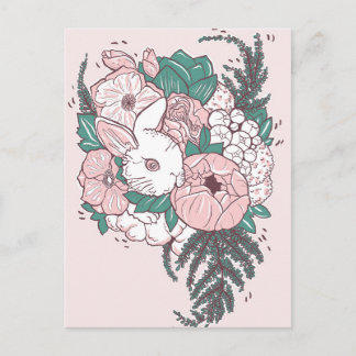 Postcard Peony Bunny