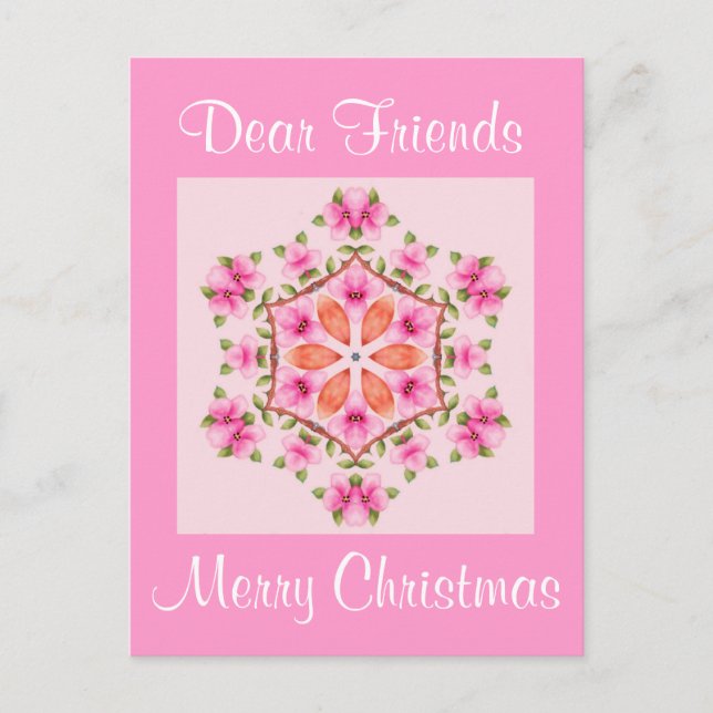 Postcard Pink and Orange Snowflake (Front)