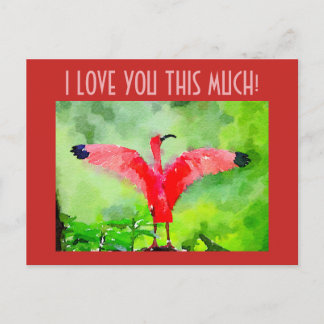 Postcard - Pink Flamingo - I love you this much!