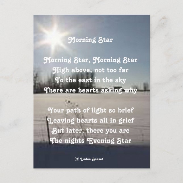 Postcard Poem Morning Star By Ladee Basset (Front)