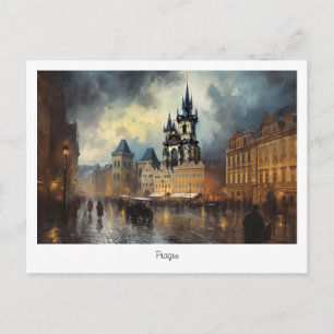 Postcard Prague night in Czech Republic